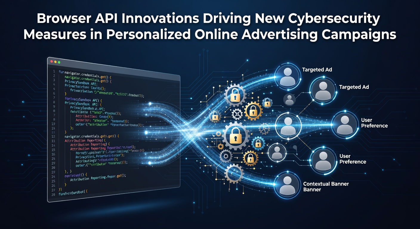 Illustration of browser API integrations enhancing cybersecurity protocols within targeted digital advertising platforms