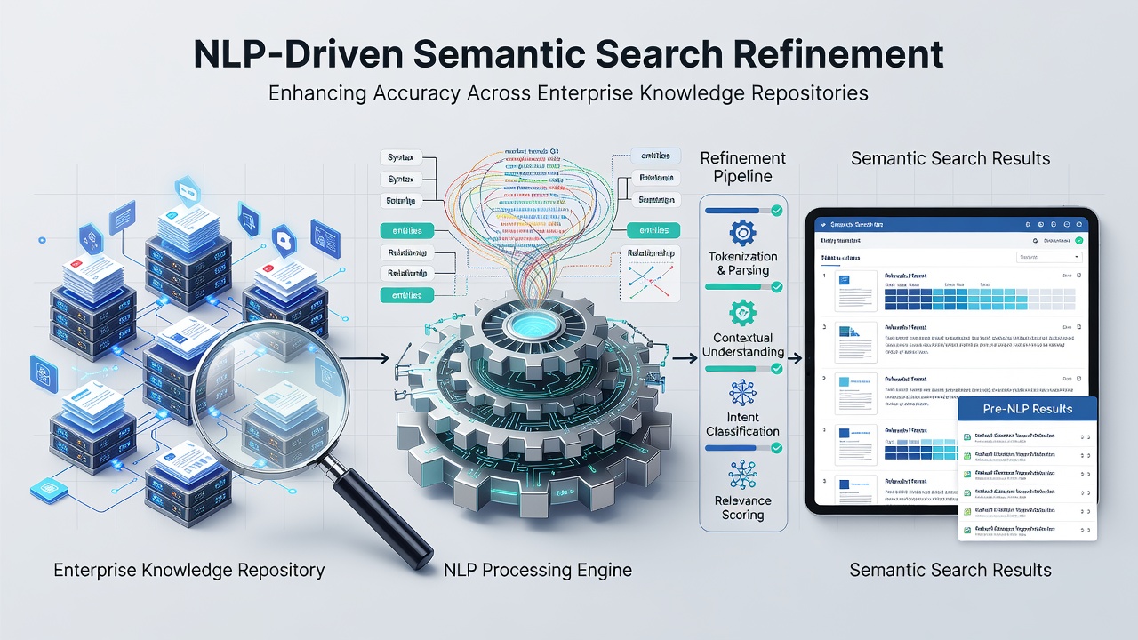 Dashboard view of semantic search analytics overlaid on a collaborative document editing session
