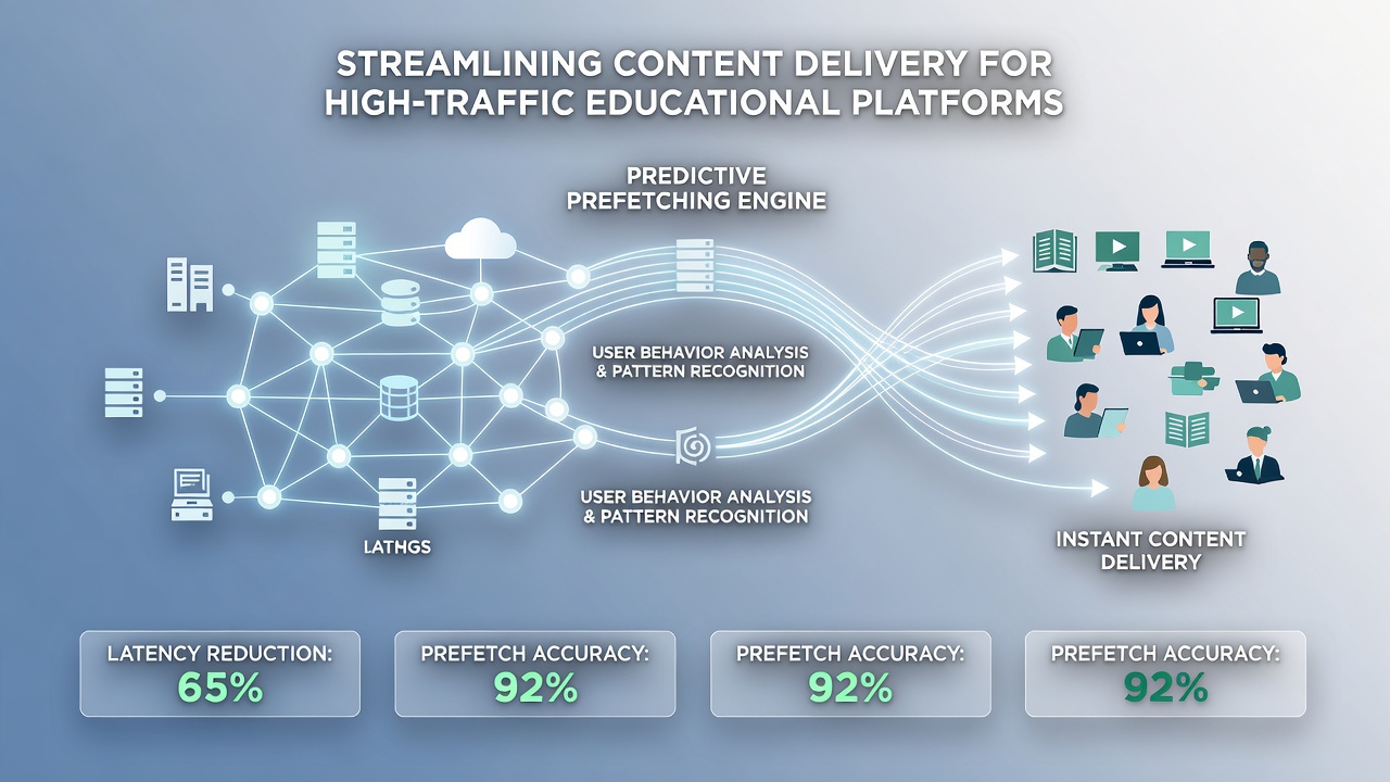 Data flow diagram showing prefetching predictions in academic content networks