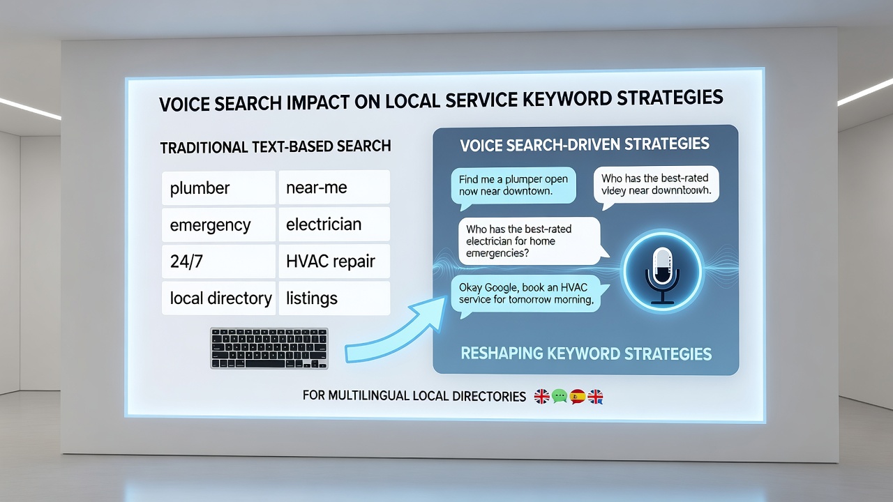 Analytics dashboard showing keyword performance shifts in multilingual local service searches