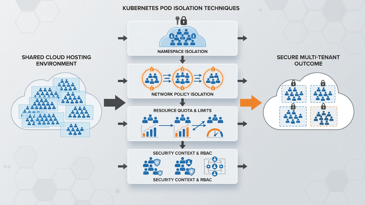 Educational platform dashboard displaying isolated Kubernetes pods for different university courses with security metrics