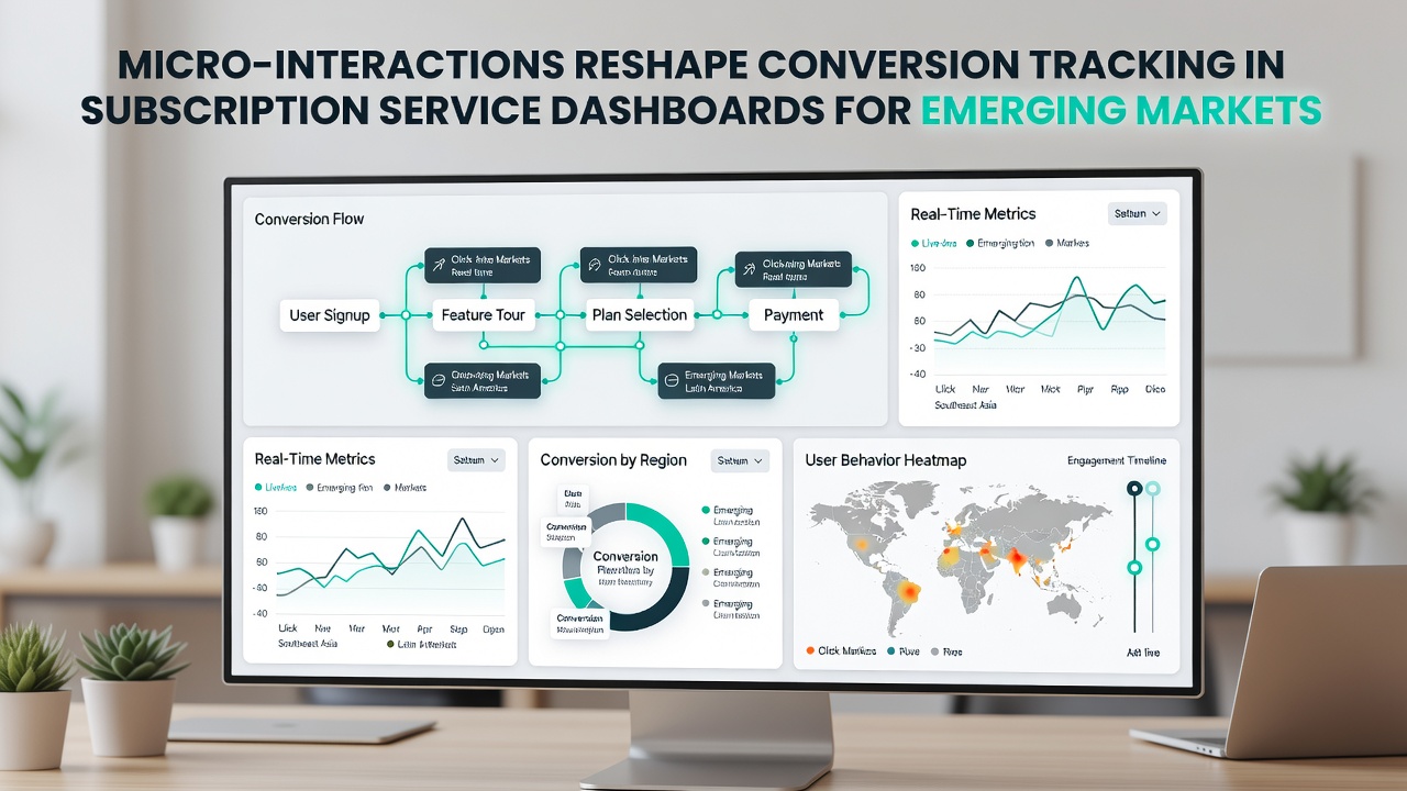 Analytics dashboard displaying conversion funnel metrics enhanced by micro-interaction data points for retailers in emerging markets