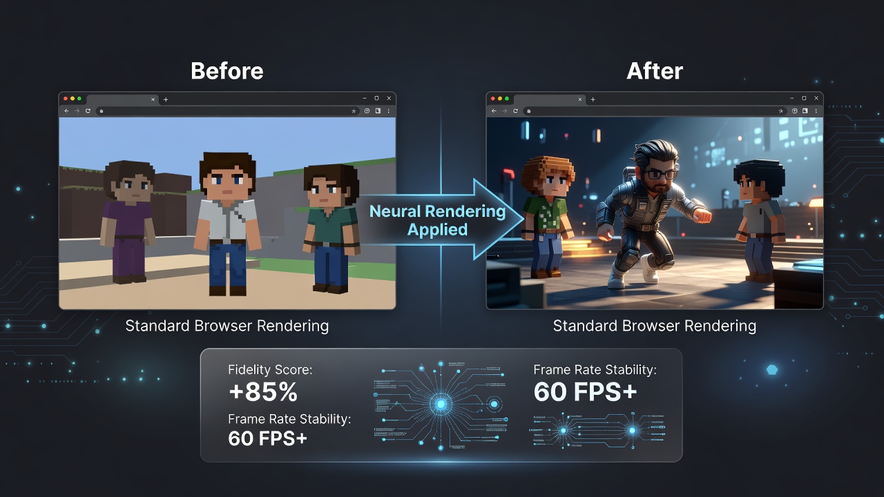 Developer dashboard displaying neural network inference metrics during browser game testing