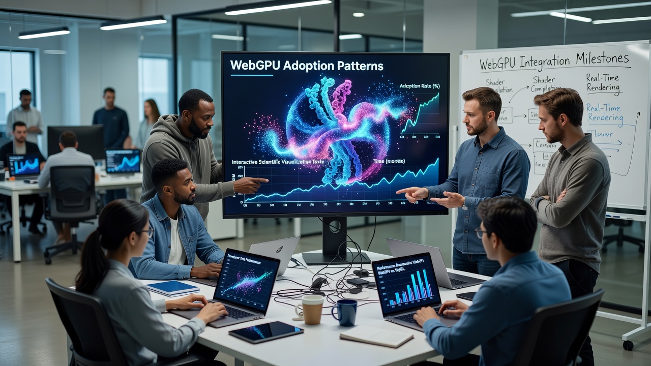 Interactive WebGPU visualization dashboard displaying real-time scientific data streams